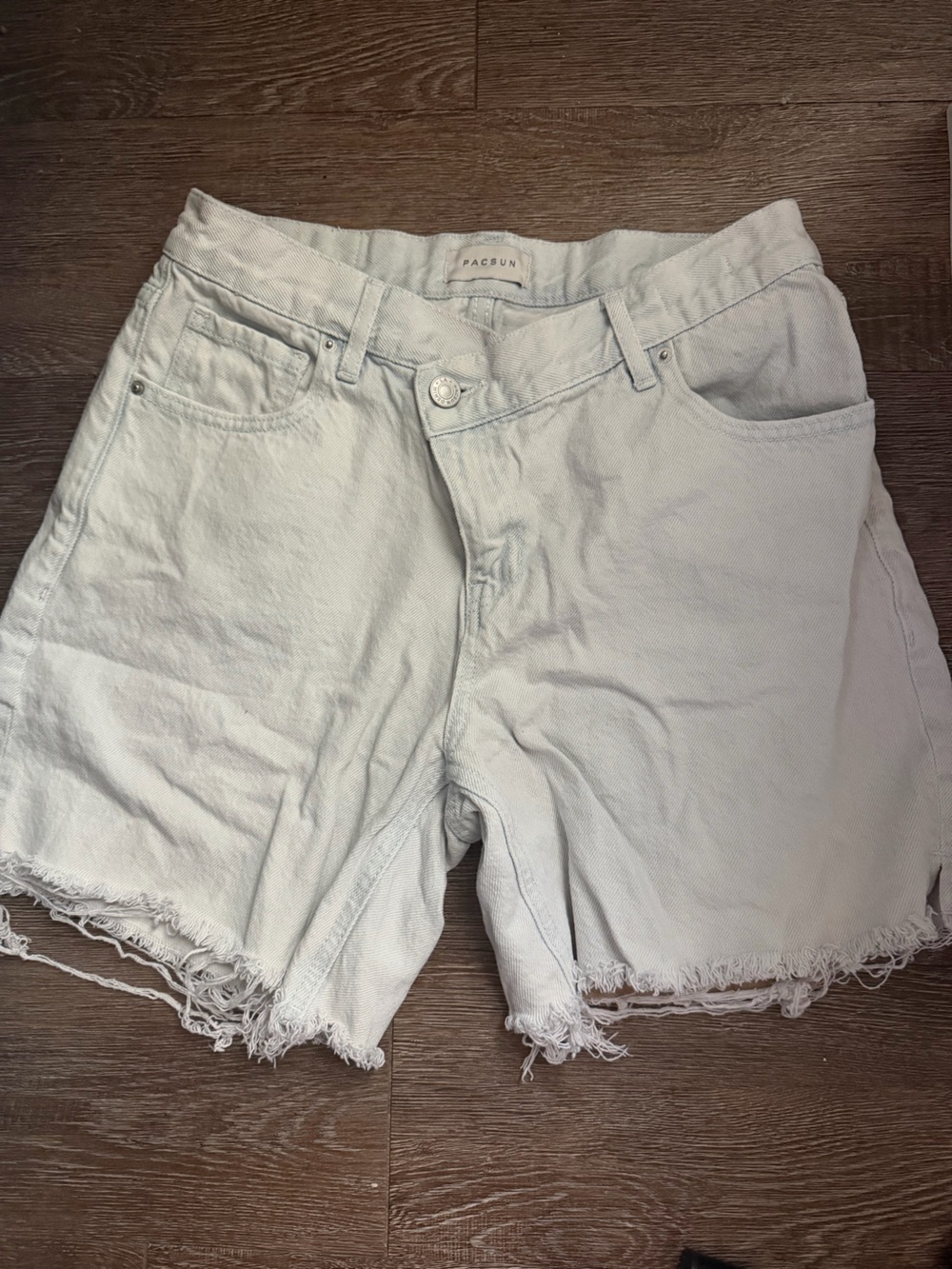 High-Rise Light blue Denim Fringe Hem Women's Pacsun Shorts